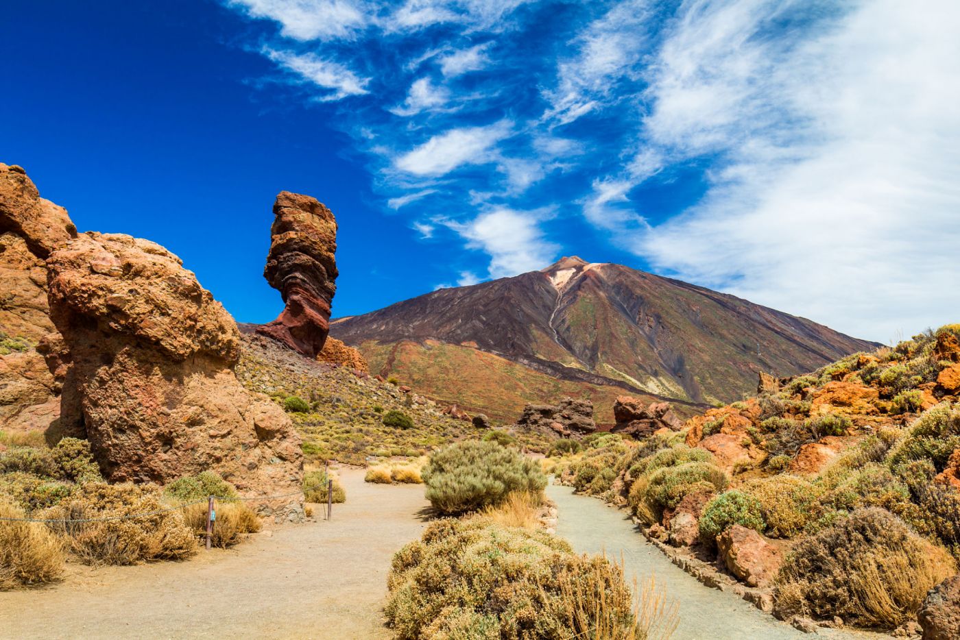 El Teide elevándose sobre el mar de nubes y el Parque Nacional de Las Cañadas